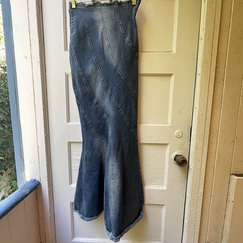 fashion nova Maxi Skirt S Mermaid Different Era Med Blue Festival Cowgirl Rave